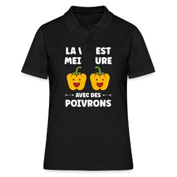 Humour poivron - Polo Femme - noir - Devant - Ailine (174cm)