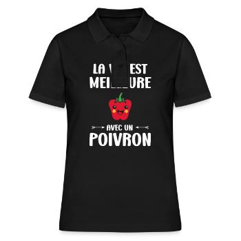 Humour poivron - Polo Femme - noir - Devant - Ailine (174cm)