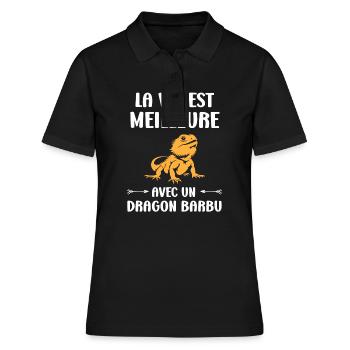 Dragon barbu - Polo Femme - noir - Devant - Ailine (174cm)