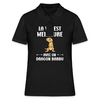 Dragon barbu - Polo Femme - noir - Devant - Ailine (174cm)