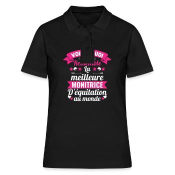 Monitrice D'équitation Humour Monitrice Passionné - Polo Femme - noir - Devant - Ailine (174cm)
