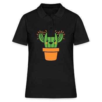 Kaktus - Frauen Polo Shirt - Schwarz - Vorne - Ailine (174cm)
