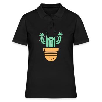 Kaktus - Frauen Polo Shirt - Schwarz - Vorne - Ailine (174cm)