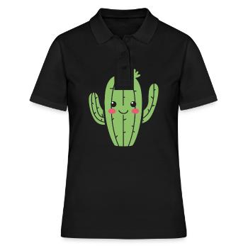 Kaktus - Frauen Polo Shirt - Schwarz - Vorne - Ailine (174cm)