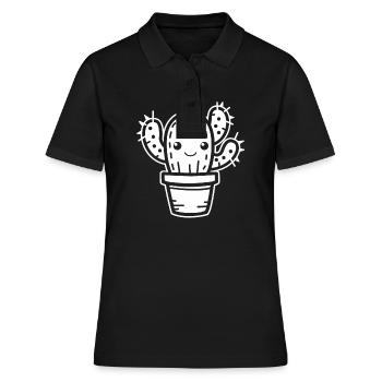 Kaktus - Frauen Polo Shirt - Schwarz - Vorne - Ailine (174cm)