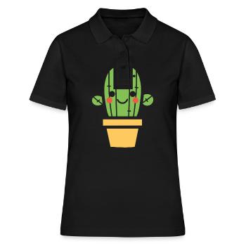 Kaktus - Frauen Polo Shirt - Schwarz - Vorne - Ailine (174cm)