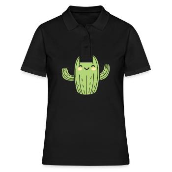 Kaktus - Frauen Polo Shirt - Schwarz - Vorne - Ailine (174cm)