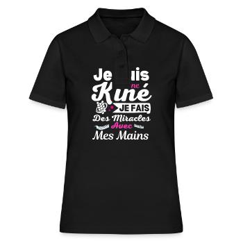 Je Suis Kinésithérapeute je fais des miracles - Polo Femme - noir - Devant - Ailine (174cm)