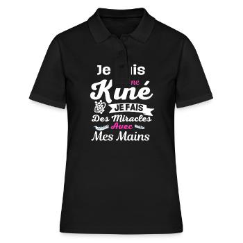Je Suis Kinésithérapeute je fais des miracles - Polo Femme - noir - Devant - Ailine (174cm)
