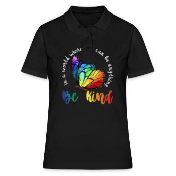 Dans un monde où l’on peut être n’importe quoi, être gentil LGBT - Polo Femme - noir - Devant - Ailine (174cm)