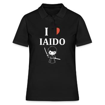 iaido - Frauen Polo Shirt - Schwarz - Vorne - Ailine (174cm)