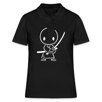 iaido - Frauen Polo Shirt - Schwarz - Vorne - Ailine (174cm)