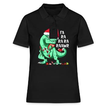 Funny T-Rex in Santa Hat FA RA RAWR Christmas Gift - Frauen Polo Shirt - Schwarz - Vorne - Ailine (174cm)