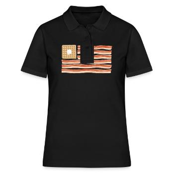Speck Amerikanische Flagge Schweinefleisch Speck - Frauen Polo Shirt - Schwarz - Vorne - Ailine (174cm)