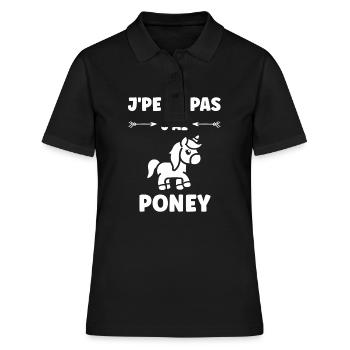 Humour poney - Polo Femme - noir - Devant - Ailine (174cm)