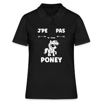 Humour poney - Polo Femme - noir - Devant - Ailine (174cm)