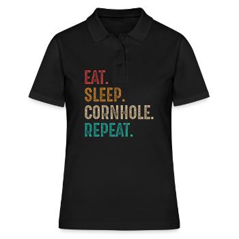 manger dormir cornhole répéter - Polo Femme - noir - Devant - Ailine (174cm)