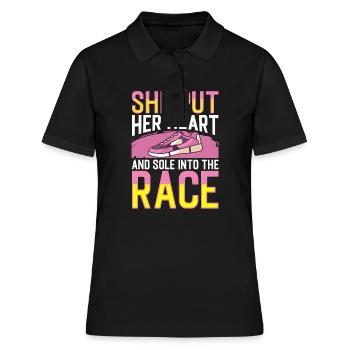 Cœur et semelle de jogging dans la course à pied - Polo Femme - noir - Devant - Ailine (174cm)