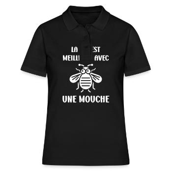Insecte Citation humour mouche - Polo Femme - noir - Devant - Ailine (174cm)
