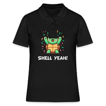 Muschel ja! Celebration Schildkröte - Frauen Polo Shirt - Schwarz - Vorne - Ailine (174cm)