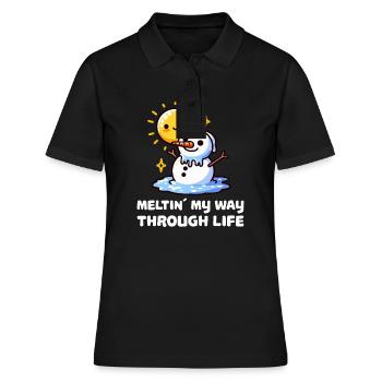Schmelzen Meinen Weg Durch Das Leben Schneemann - Frauen Polo Shirt - Schwarz - Vorne - Ailine (174cm)