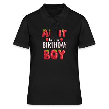 Aunt Of The Birthday Boy Strawberry First Birthday - Women's Polo Shirt - black - Front - Ailine (174cm)