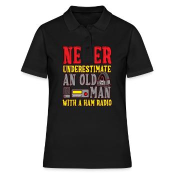 Amateure unterschätzen den Amateurfunk des alten Mannes - Frauen Polo Shirt - Schwarz - Vorne - Ailine (174cm)