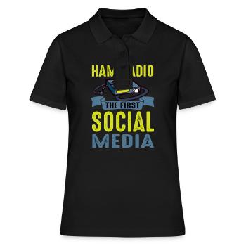 Amateur First Social Media Ham Radio - Frauen Polo Shirt - Schwarz - Vorne - Ailine (174cm)