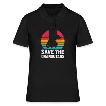 Save The Orangutans - Vintage Orangutan - Women's Polo Shirt - black - Front - Ailine (174cm)