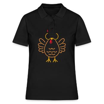 Huhn - Frauen Polo Shirt - Schwarz - Vorne - Ailine (174cm)