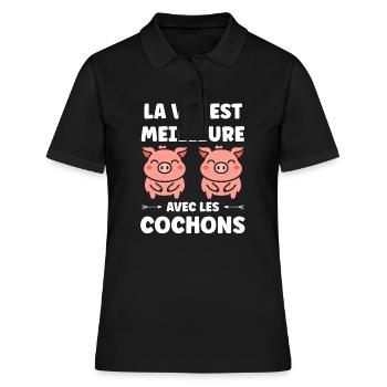 cochon - Polo Femme - noir - Devant - Ailine (174cm)