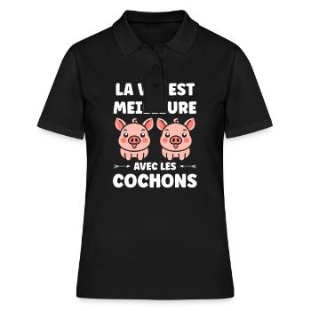 cochon - Polo Femme - noir - Devant - Ailine (174cm)