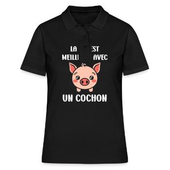 cochon - Polo Femme - noir - Devant - Ailine (174cm)