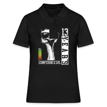 13 Jahre Geburtstag Teenager Strauß Vogel Geschenk - Frauen Polo Shirt - Schwarz - Vorne - Ailine (174cm)
