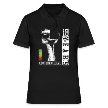18 Jahre Geburtstag Teenager Strauß Vogel Geschenk - Frauen Polo Shirt - Schwarz - Vorne - Ailine (174cm)