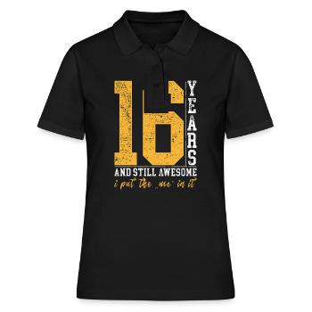 16 ans d’anniversaire cadeau enfants garçon fille - Polo Femme - noir - Devant - Ailine (174cm)