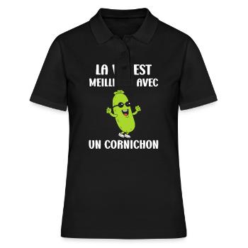 Humour Cornichon - Polo Femme - noir - Devant - Ailine (174cm)