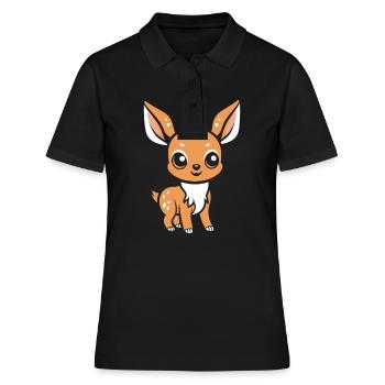 Reh - Frauen Polo Shirt - Schwarz - Vorne - Ailine (174cm)
