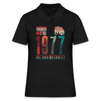 Anniversaire 1977 Vintage Mai Cadeau Rétro - Polo Femme - noir - Devant - Ailine (174cm)