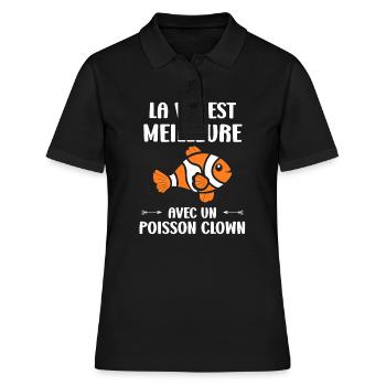 Humour Poisson rouge - Polo Femme - noir - Devant - Ailine (174cm)