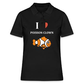 Humour Poisson rouge - Polo Femme - noir - Devant - Ailine (174cm)