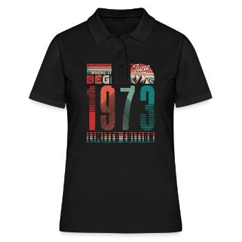 Anniversaire 1973 Vintage Juin Cadeau Rétro - Polo Femme - noir - Devant - Ailine (174cm)