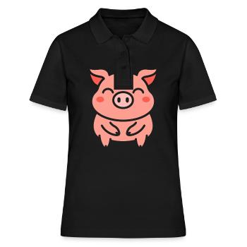 Schwein - Frauen Polo Shirt - Schwarz - Vorne - Ailine (174cm)