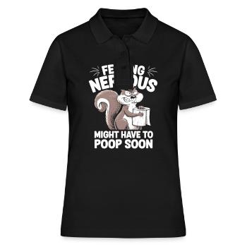 Intestin irritable Syndrom Écureuil Caca Humour - Polo Femme - noir - Devant - Ailine (174cm)