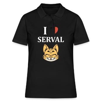 Serval - Frauen Polo Shirt - Schwarz - Vorne - Ailine (174cm)
