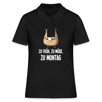 Capybara Kaffee Montag Morgenmuffel Geschenk - Frauen Polo Shirt - Schwarz - Vorne - Ailine (174cm)