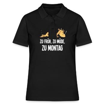 Too Soon Too Tired To Monday Giraffe Gift - Women's Polo Shirt - black - Front - Ailine (174cm)