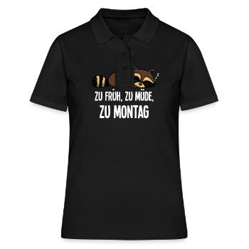 Too Early, Too Tired, Too Monday, Morning Grouch, Raccoon - Women's Polo Shirt - black - Front - Ailine (174cm)