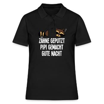 Waschbär Zähne Geputzt Gute Nacht Pyjama Geschenk - Frauen Polo Shirt - Schwarz - Vorne - Ailine (174cm)