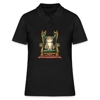 Chat royal sur le trône Conception de couronne drôle - Polo Femme - noir - Devant - Ailine (174cm)